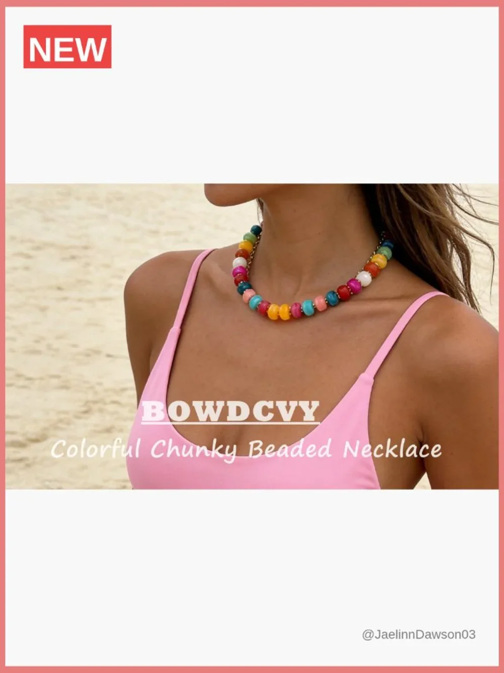 Chunky Beaded Statement Necklace Trendy Boho Resin Choker Handmade